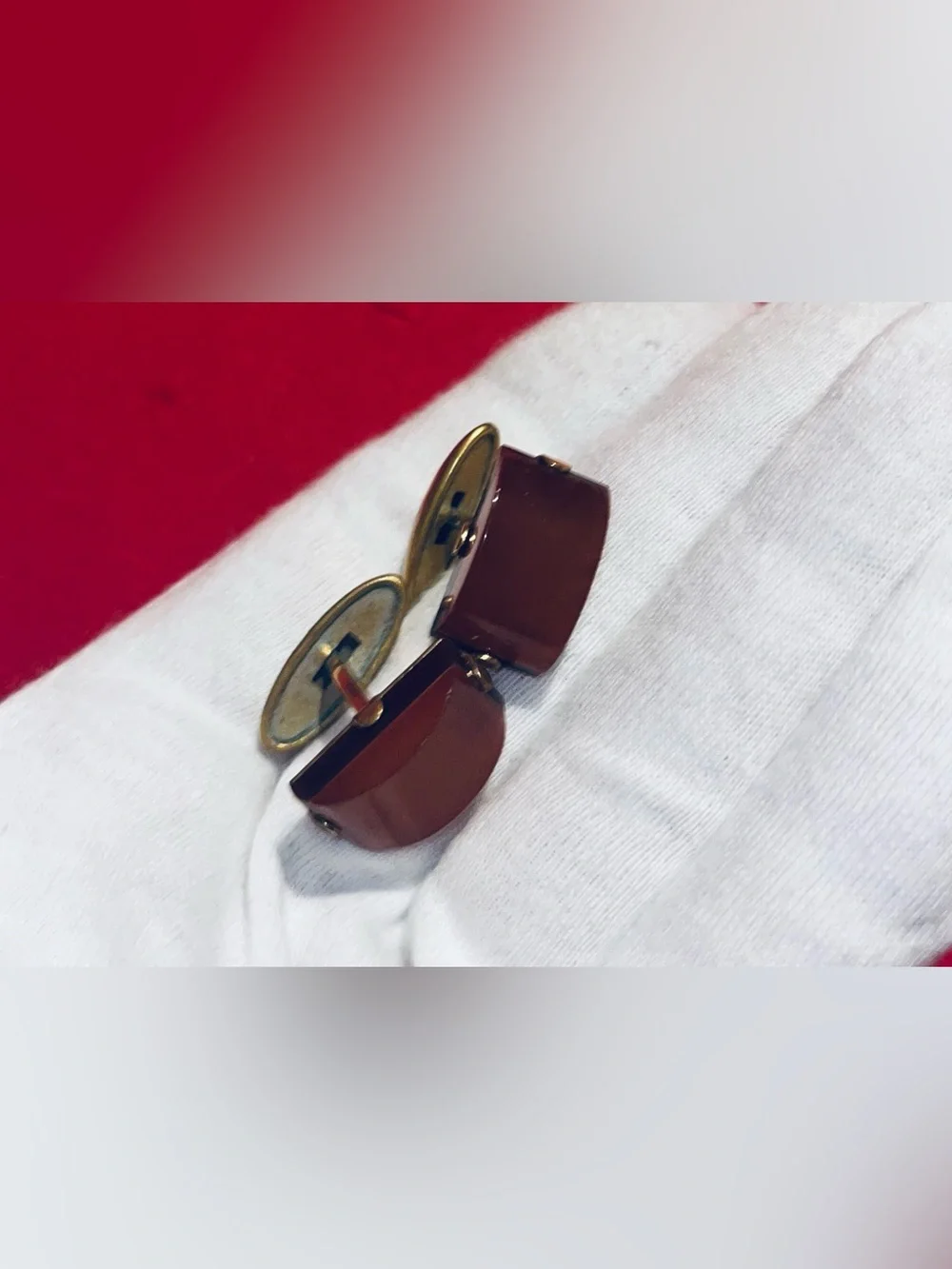 Vintage Men's Cufflinks With Amber, gold plated